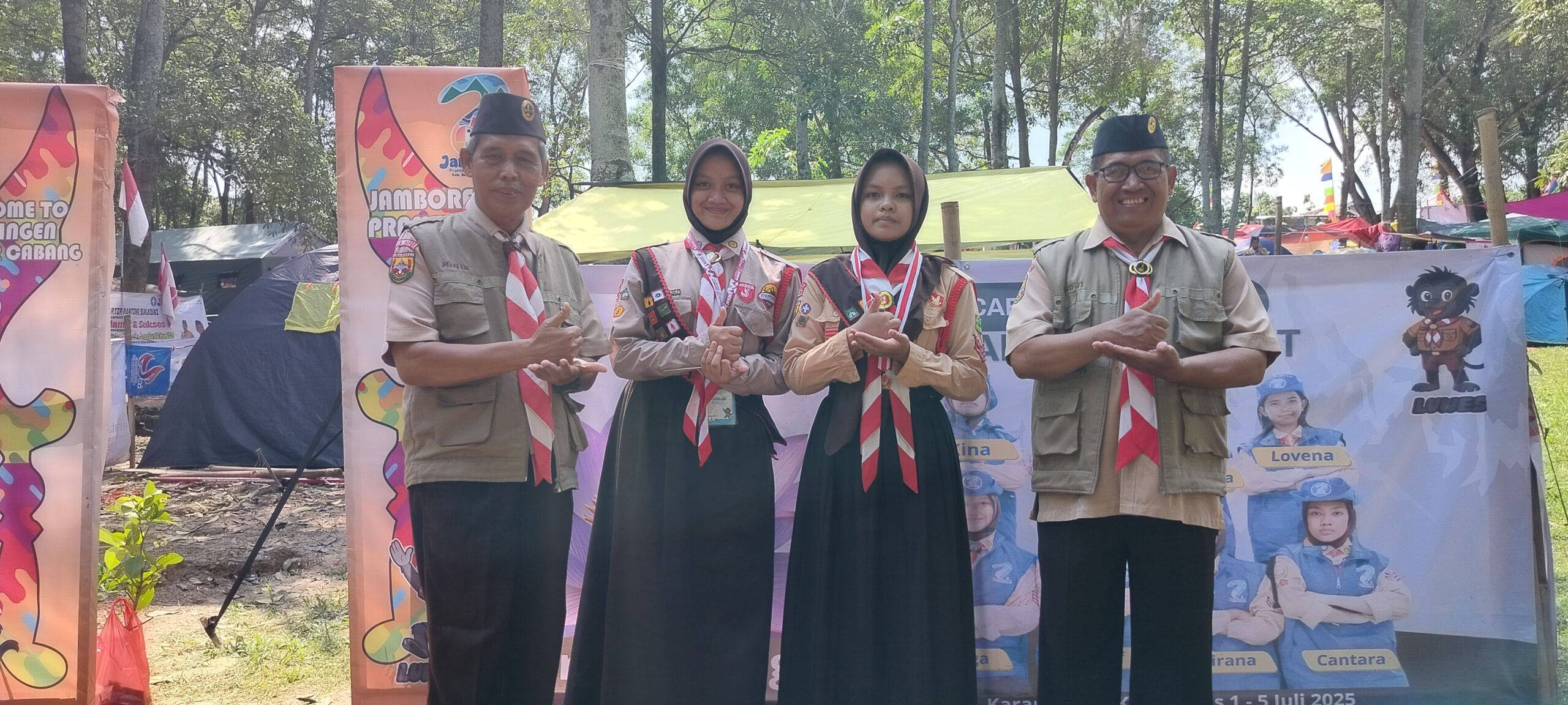 Ketua Kwarran Beji Kunjungi Kontingen Jambore Daerah di Bumi Perkemahan Karang Kitri